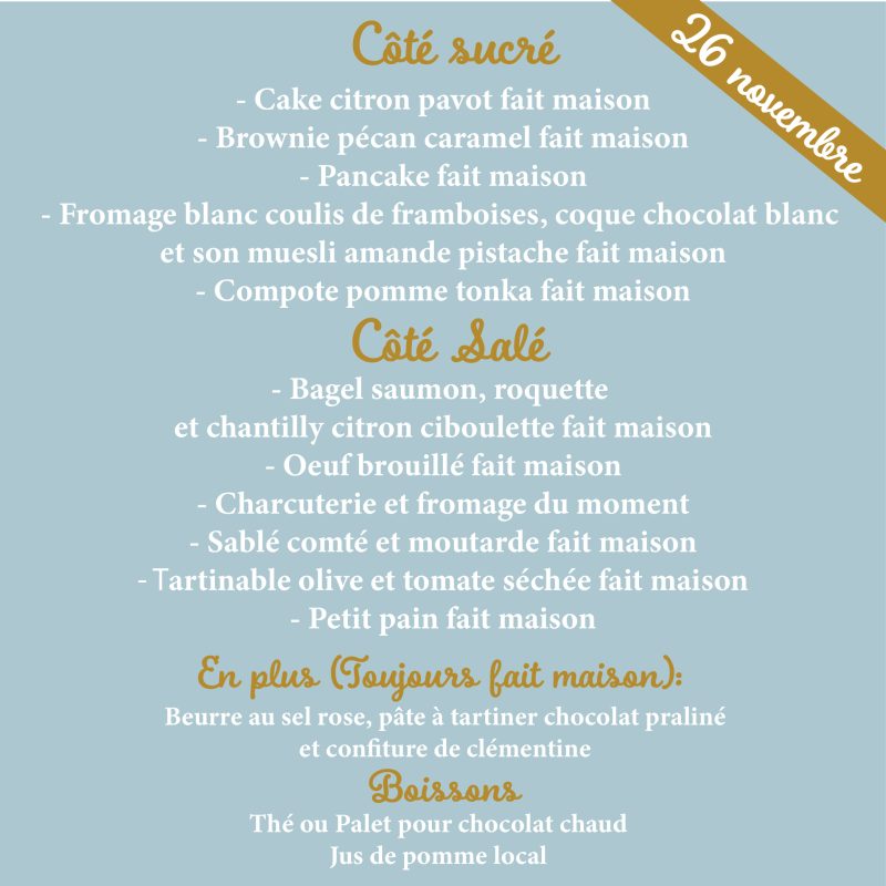 Brunch du samedi 26 Novembre pour 2