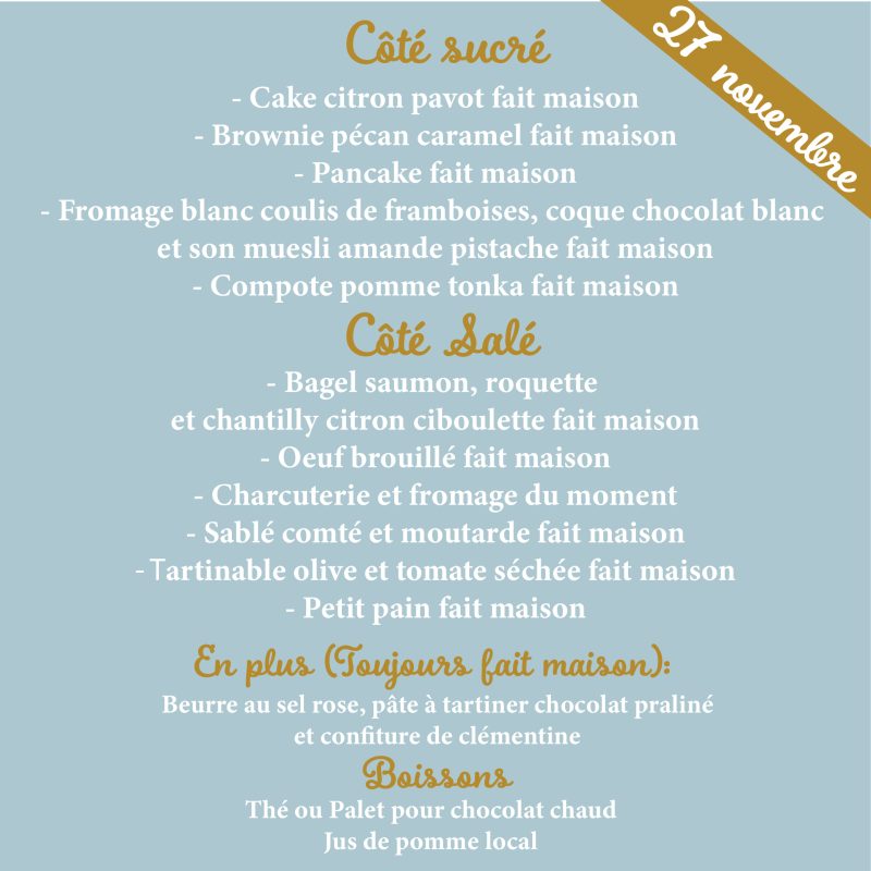 Brunch du dimanche 27 Novembre pour 2