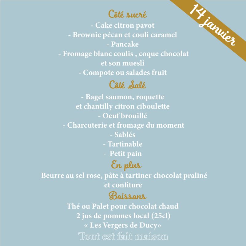 Brunch du samedi 14 Janvier pour 2