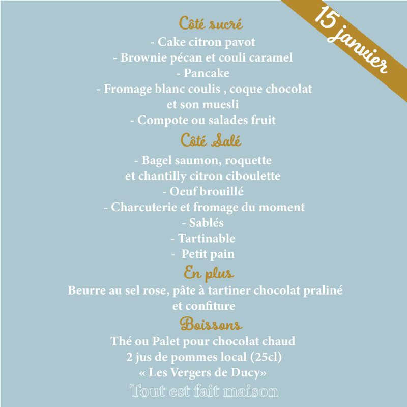 Brunch du dimanche 15 Janvier pour 2