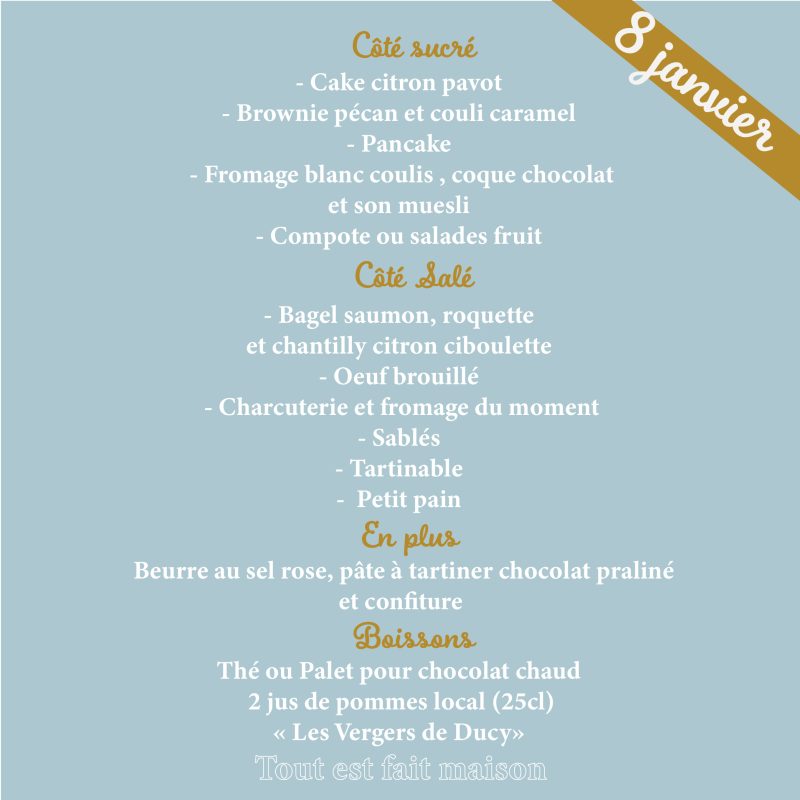 Brunch du dimanche 08 Janvier pour 2