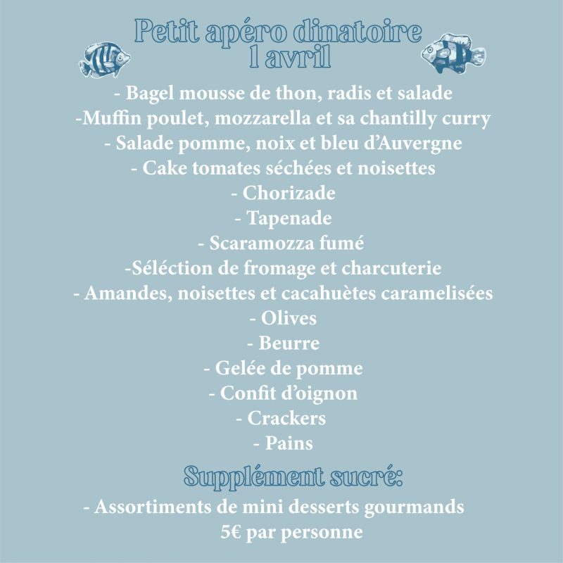 Box apéro du samedi 01 avril pour 2 personnes