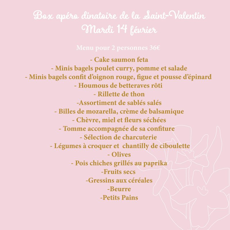 Box apéro dînatoire de la Saint-Valentin 14 février