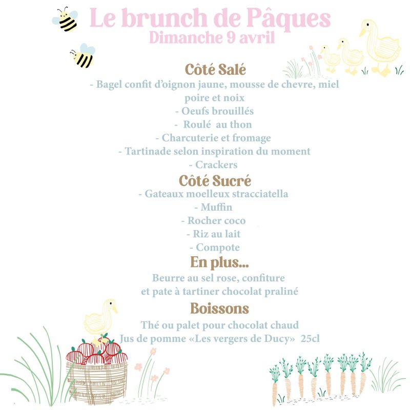 Brunch du dimanche 9 avril pour 2 personnes
