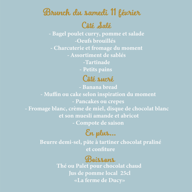 Brunch du samedi 11 février pour 2 personnes