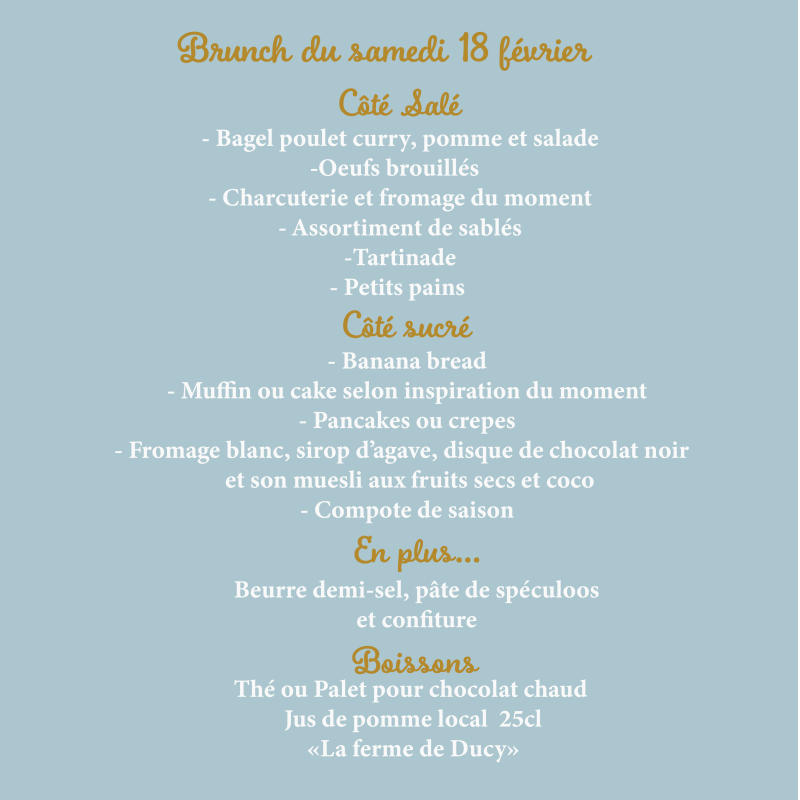 Brunch du samedi 18 février pour 2 personnes
