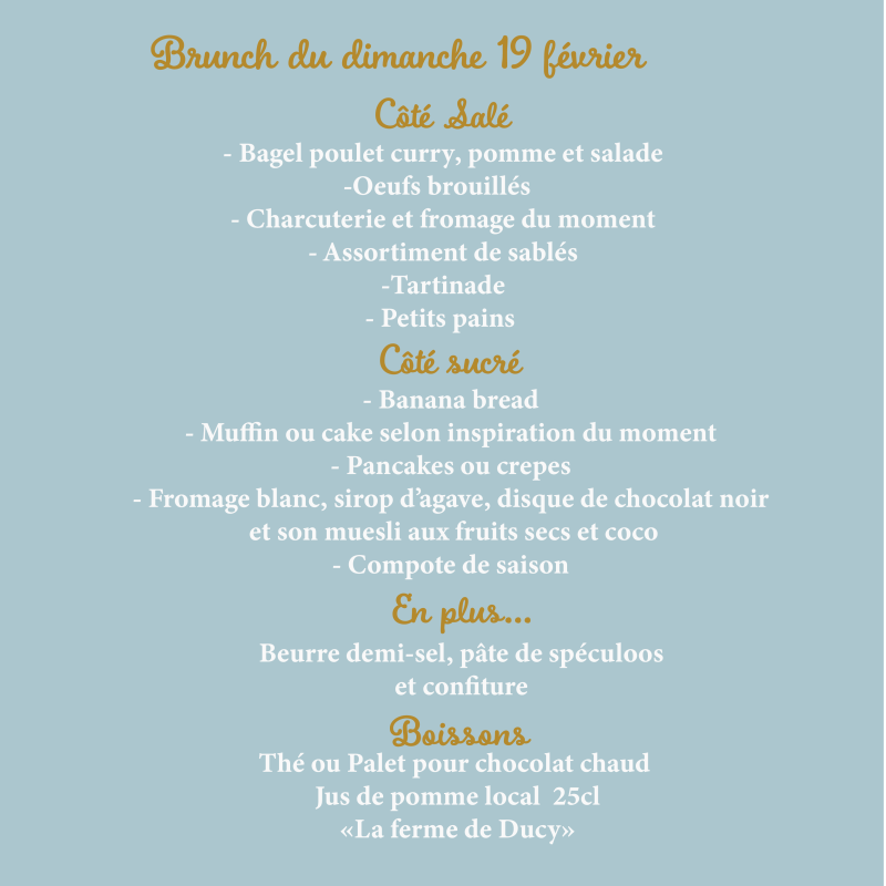 Brunch du dimanche 19 février pour 2 personnes