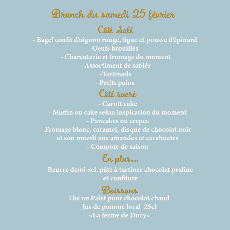 Brunch du samedi 25 février pour 2 personnes