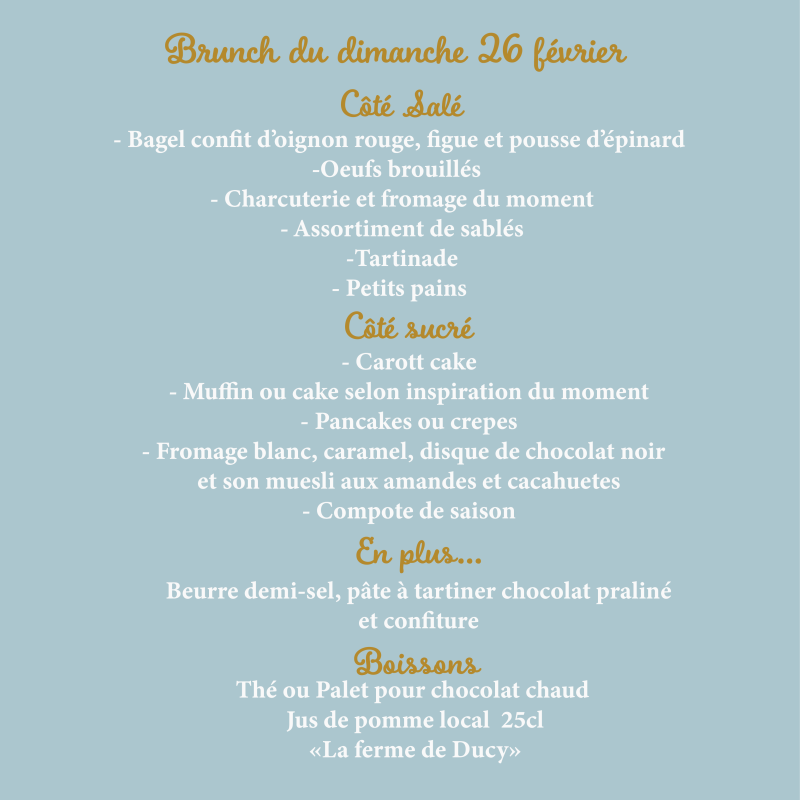 Brunch du dimanche 26 février pour 2 personnes