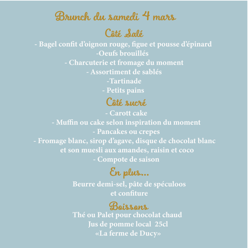 Brunch du samedi 4 mars pour 2 personnes