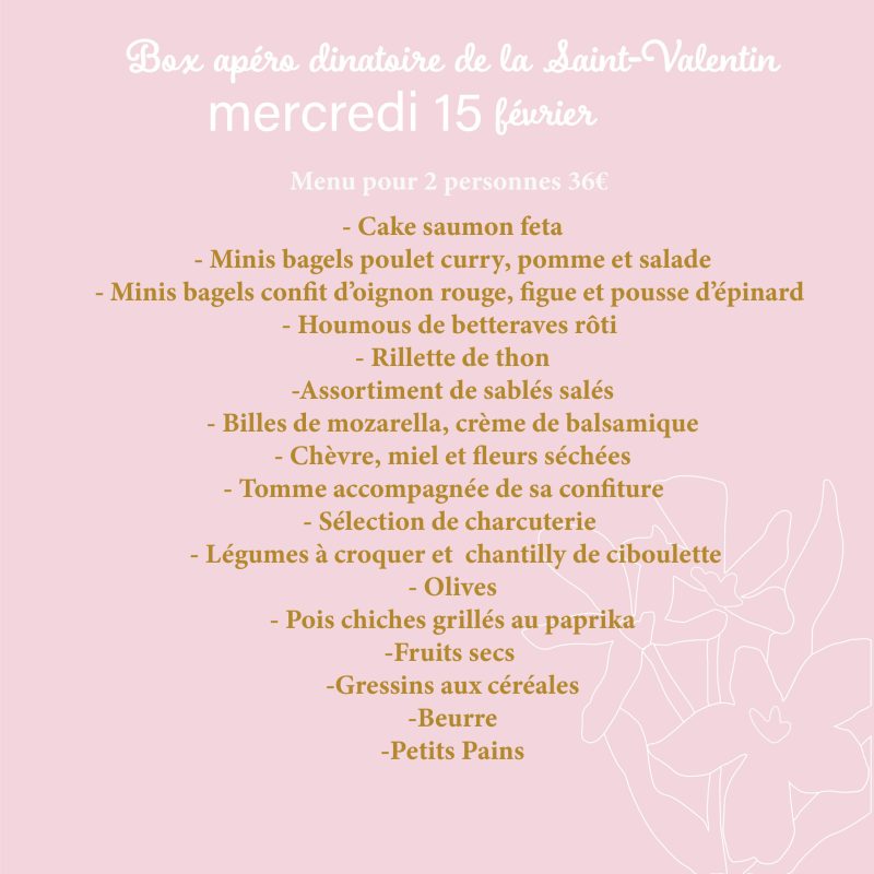 Box apéro dînatoire du lendemain de la Saint-Valentin 15 février