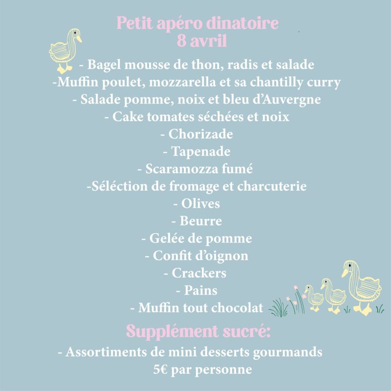 Box apéro du samedi 08 avril pour 2 personnes